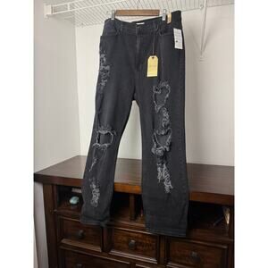 Vibrant m.i.u. Black Denim Jeans Distressed Jeans 3X (20)